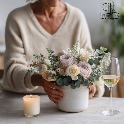 Аристократичен следобед сред цветя и вино. Уъркшоп за флорална аранжировка